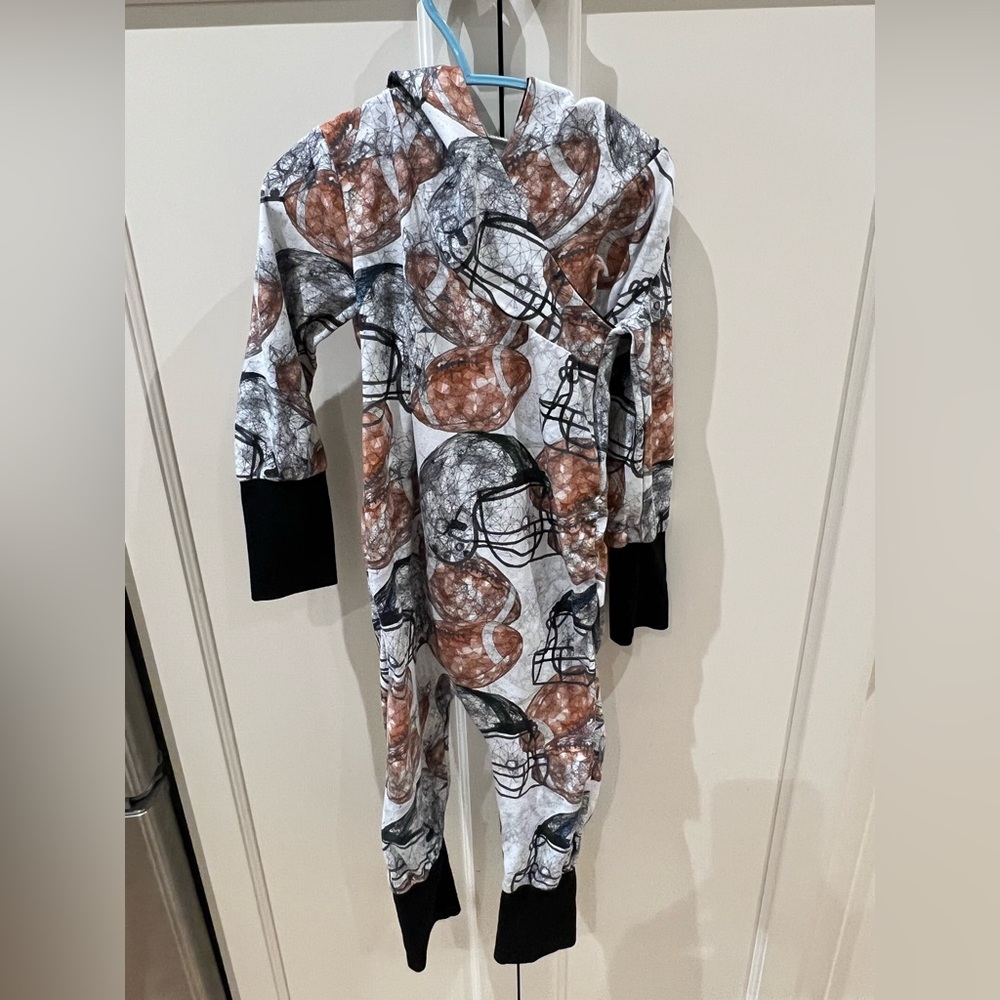 Maisie + grae grow with me Football Print Kids Onesie